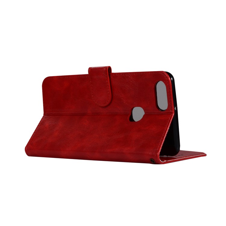 Premium Vintage Leather Wallet Shell Case for vivo X20 Plus - Red-6