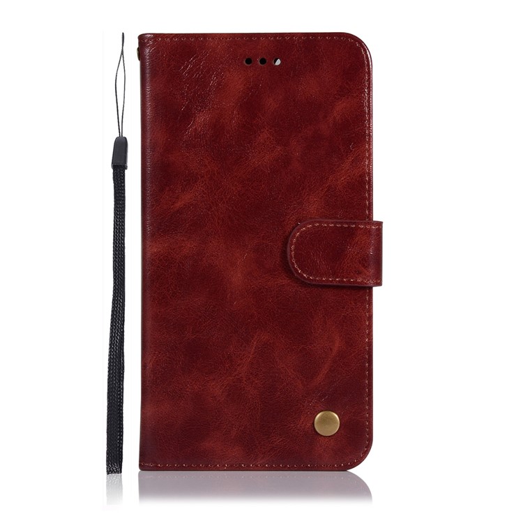 Premium Vintage Leather Stand Case with Card Slots for vivo X20 Plus - Wine Red-2