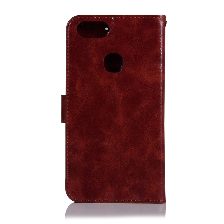 Premium Vintage Leather Stand Case with Card Slots for vivo X20 Plus - Wine Red-3