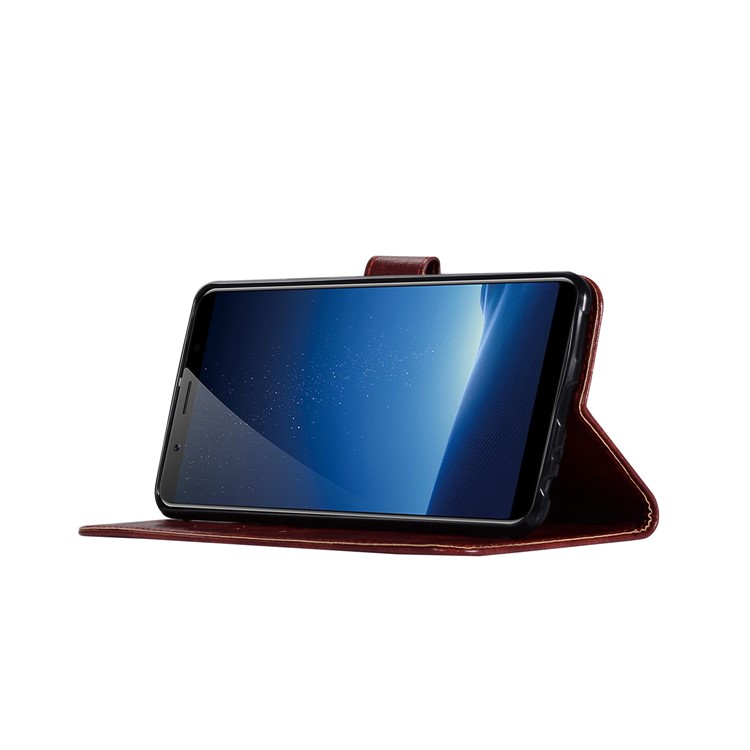 Premium Vintage Leather Stand Case with Card Slots for vivo X20 Plus - Wine Red-5