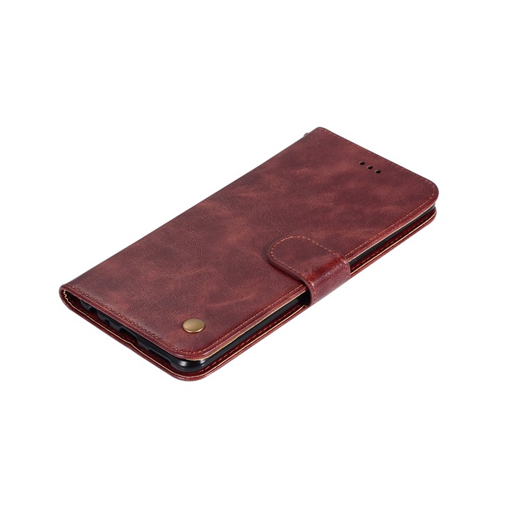 Premium Vintage Leather Stand Case with Card Slots for vivo X20 Plus - Wine Red-7