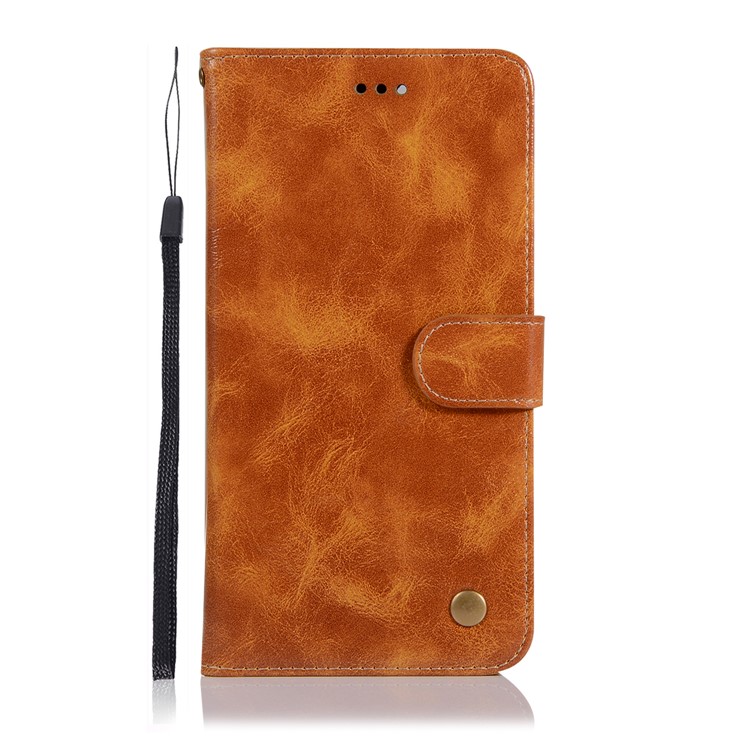 Premium Vintage Leather Stand Cover with Card Slots for vivo X20 Plus - Brown-2
