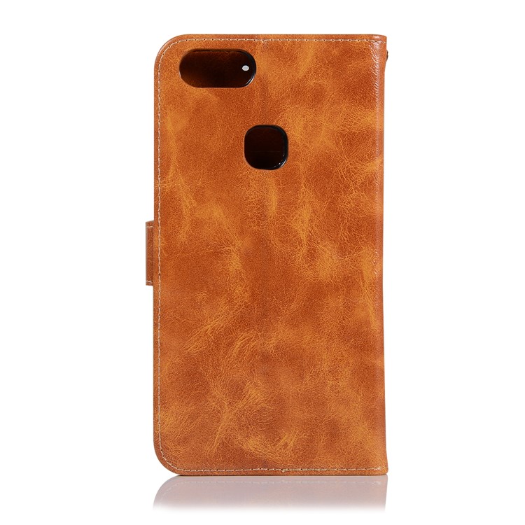 Premium Vintage Leather Stand Cover with Card Slots for vivo X20 Plus - Brown-3