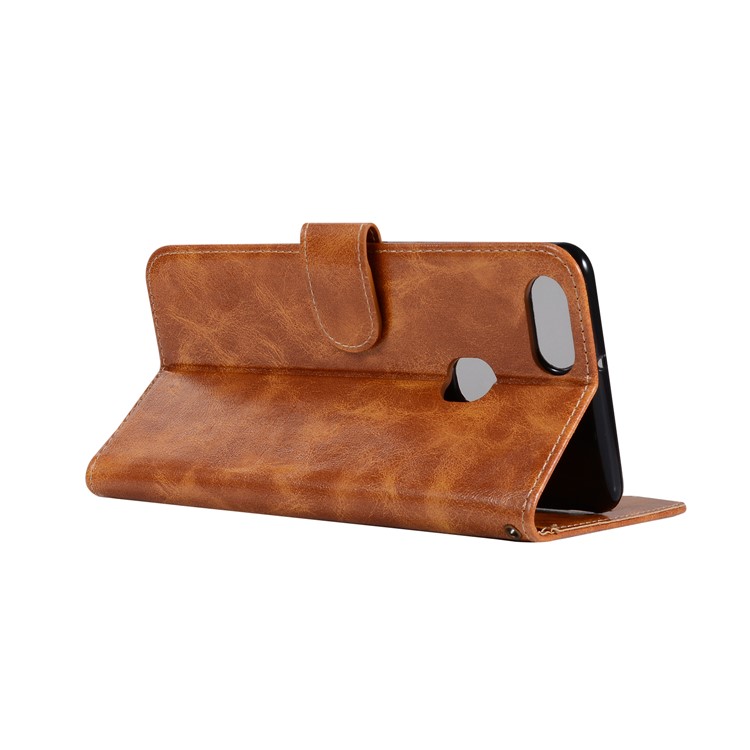 Premium Vintage Leather Stand Cover with Card Slots for vivo X20 Plus - Brown-6