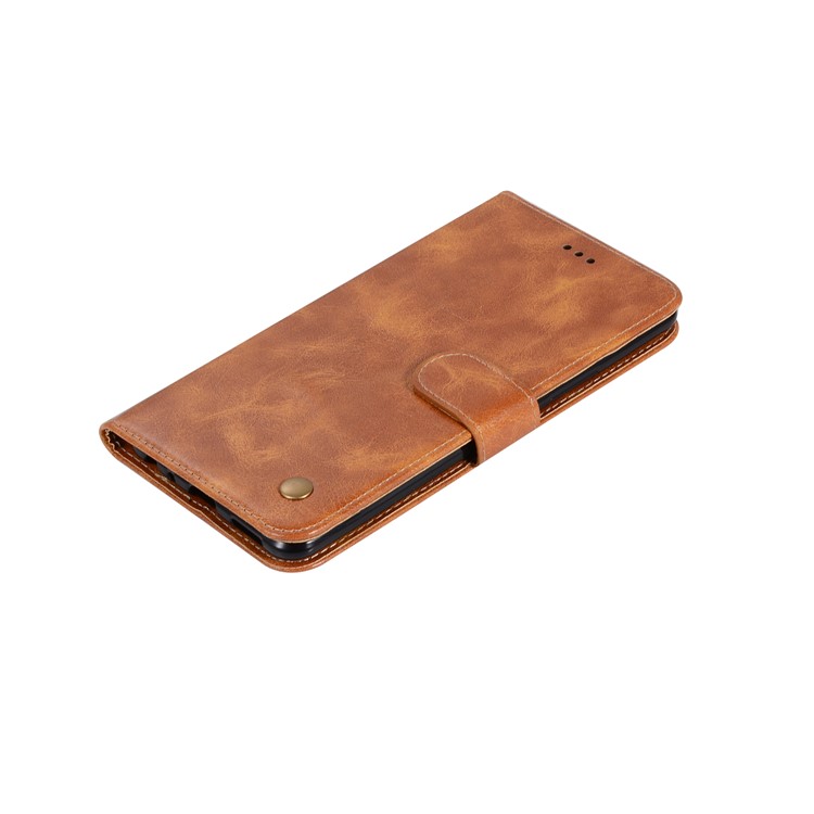 Premium Vintage Leather Stand Cover with Card Slots for vivo X20 Plus - Brown-7