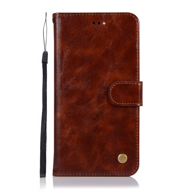 Premium Vintage Leather Wallet Case Phone Shell for vivo X20 Plus - Coffee-2