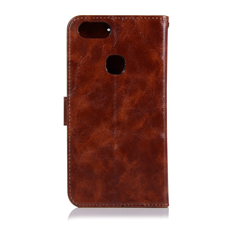 Premium Vintage Leather Wallet Case Phone Shell for vivo X20 Plus - Coffee-3