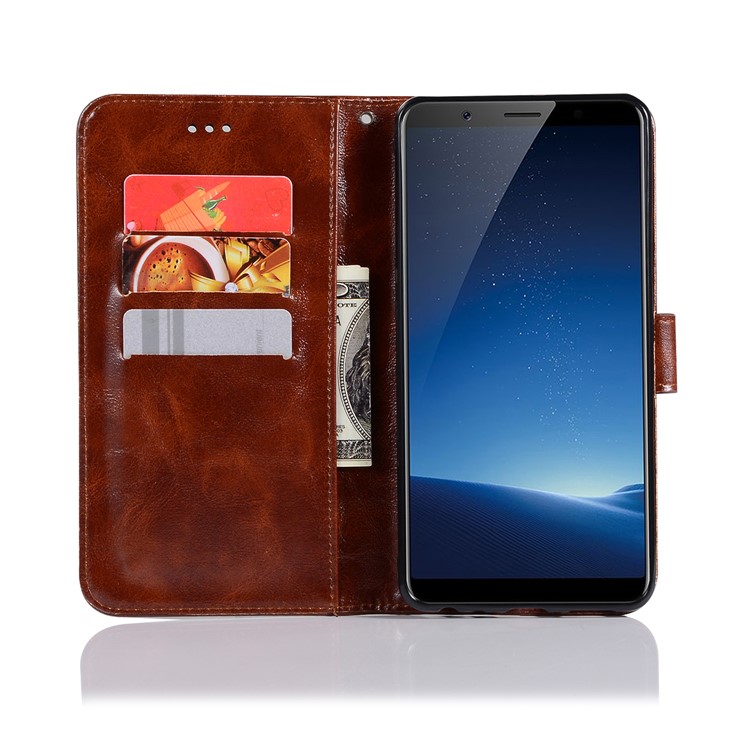 Premium Vintage Leather Wallet Case Phone Shell for vivo X20 Plus - Coffee-4