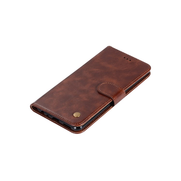 Premium Vintage Leather Wallet Case Phone Shell for vivo X20 Plus - Coffee-7