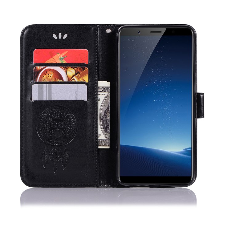 Imprint Owl Dream Catcher Wallet Stand Leather Case for vivo X20 - Black-4