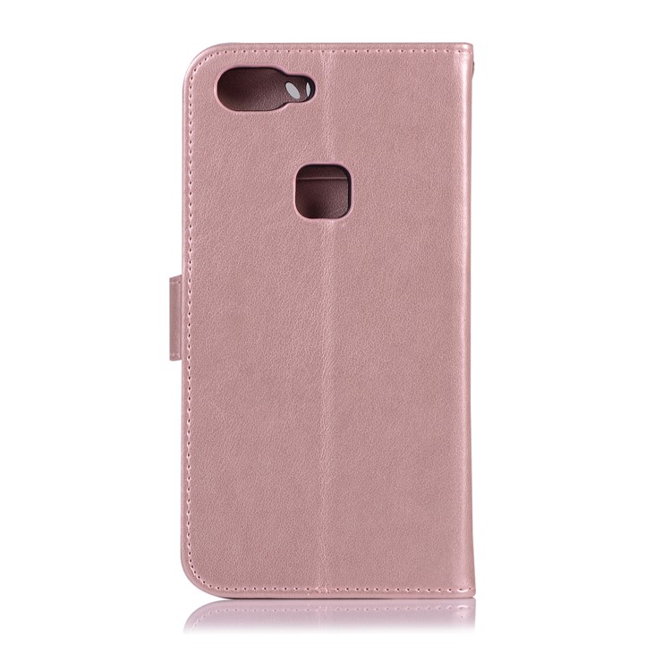 Imprint Owl Dream Catcher Wallet Stand Leather Shell for vivo X20 - Rose Gold-3