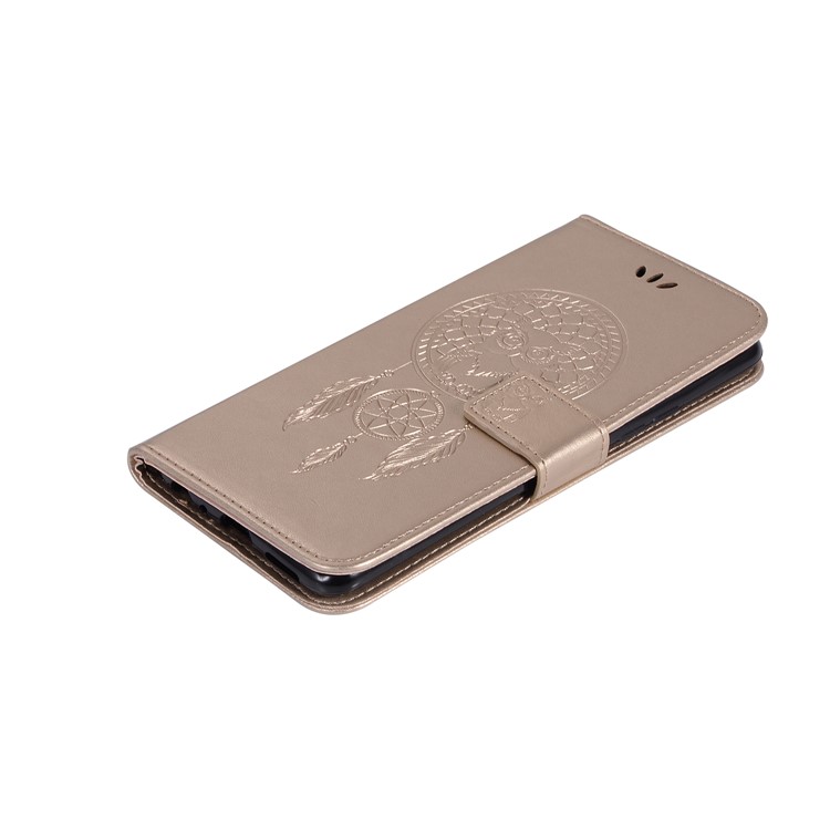Imprint Owl Dream Catcher Wallet Stand Leather Casing for vivo X20 - Gold-7