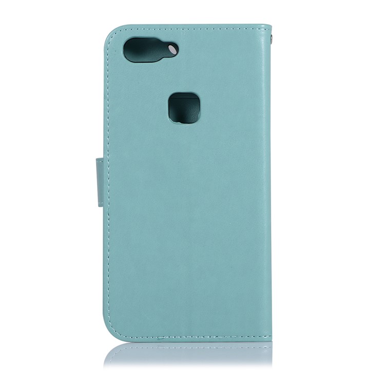 Imprint Owl Dream Catcher Wallet Stand Leather Mobile Phone Case for vivo X20 - Cyan-3