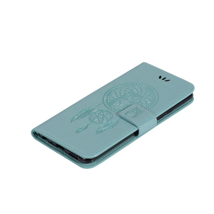 Imprint Owl Dream Catcher Wallet Stand Leather Mobile Phone Case for vivo X20 - Cyan-7