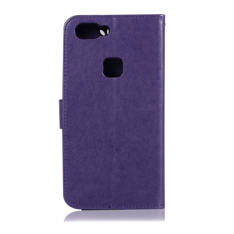 Imprint Owl Dream Catcher Wallet Stand Leather Mobile Phone Shell for vivo X20 - Purple-3