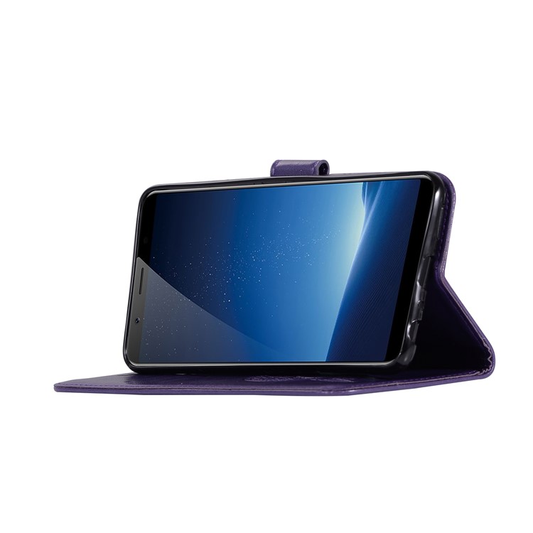 Imprint Owl Dream Catcher Wallet Stand Leather Mobile Phone Shell for vivo X20 - Purple-6