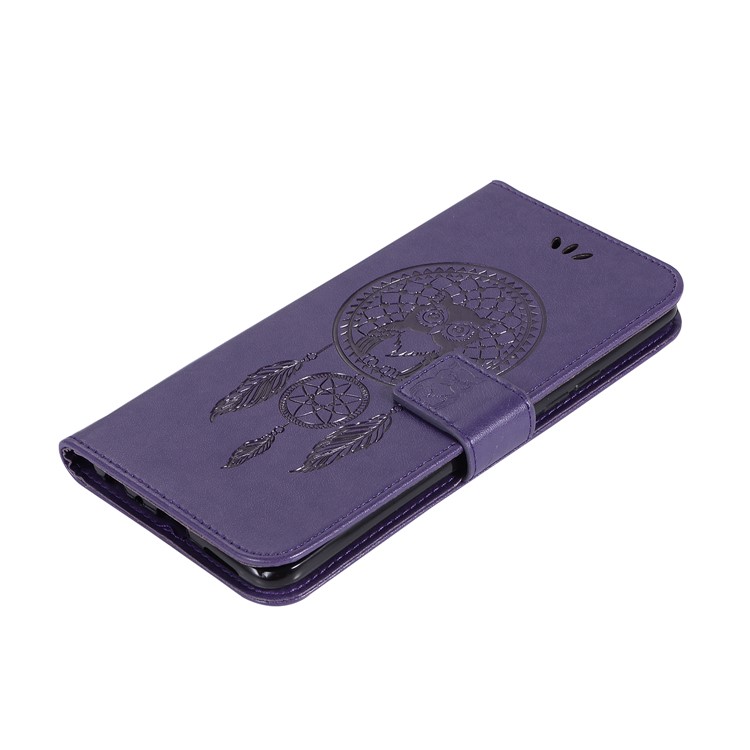 Imprint Owl Dream Catcher Wallet Stand Leather Mobile Phone Shell for vivo X20 - Purple-7