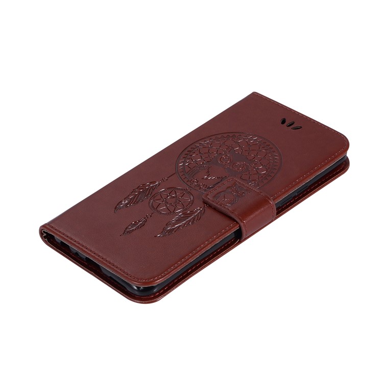 Imprint Owl Dream Catcher Wallet Stand Leather Cell Phone Shell for vivo X20 - Brown-7