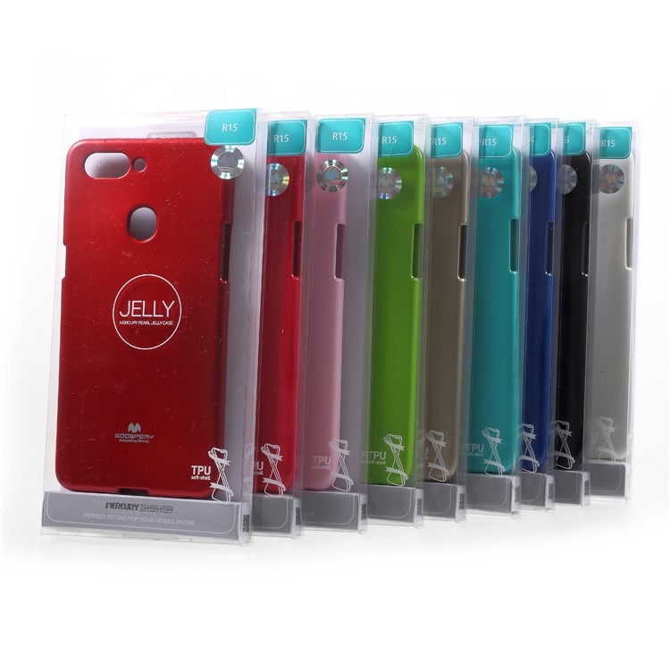 MERCURY GOOSPERY Jelly Glitter Powder TPU Phone Accessory Case for Oppo R15 - Red-4