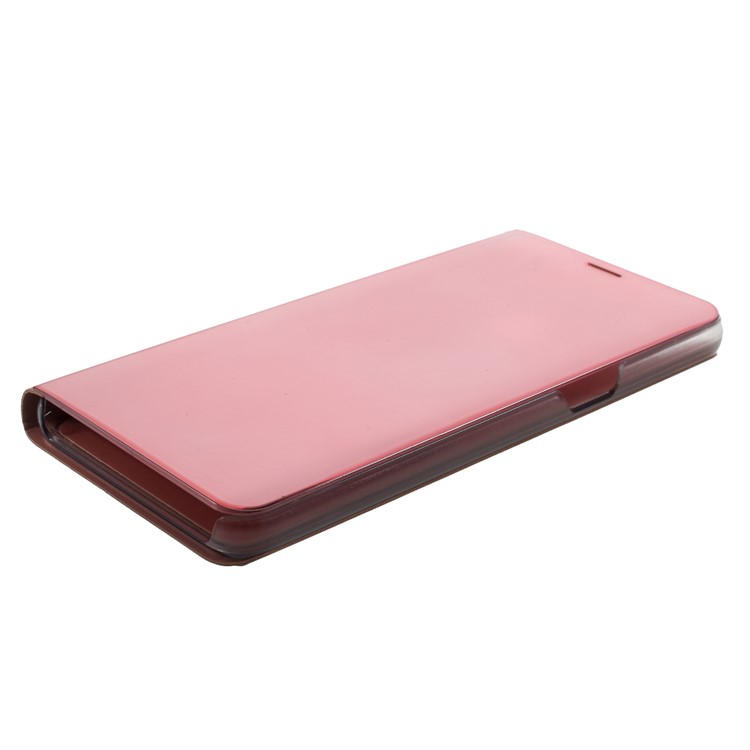 View Window Plated Mirror Surface Leather Casing with Stand for OPPO F7 - Rose Gold-4