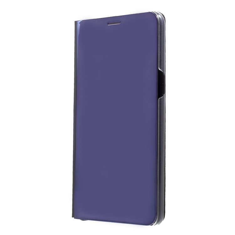 View Window Plated Mirror Surface Leather Cover Shell with Stand for OPPO F7 - Light Purple-3