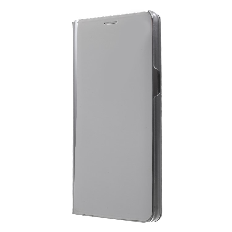 View Window Plated Mirror Surface Leather Flip Accessory Case with Stand for OPPO F7 - Silver-3