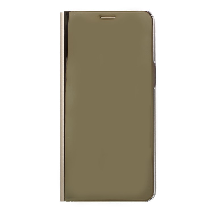 View Window Plated Mirror Surface Leather Phone Casing with Stand for OPPO F7 - Gold-1