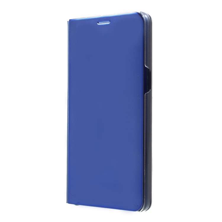 View Window Plated Mirror Surface Leather Folio Shell with Stand for OPPO F7 - Blue-3