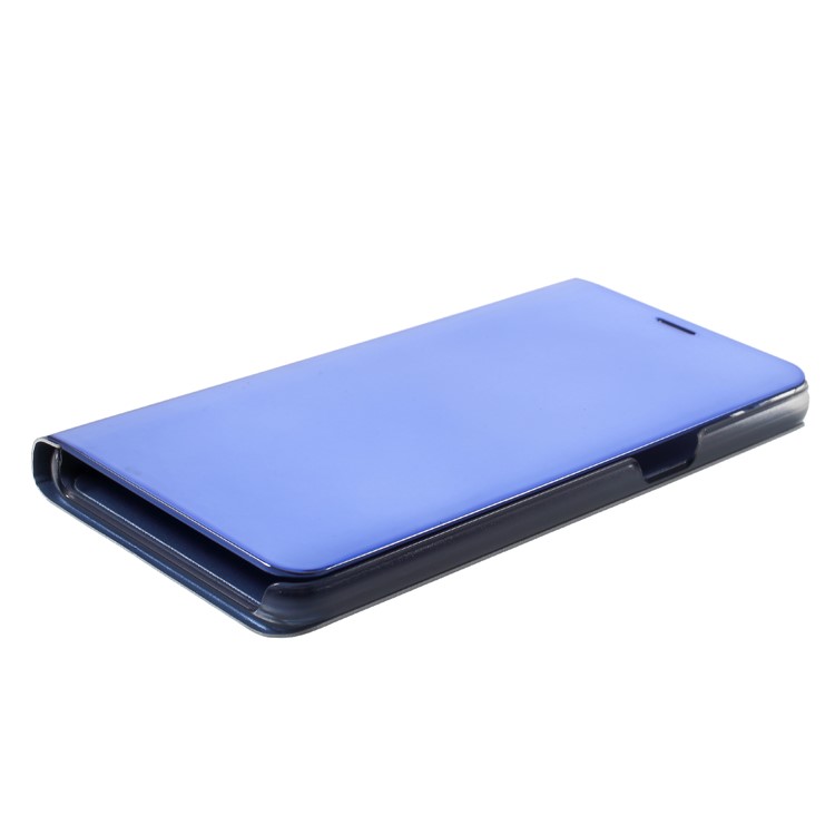 View Window Plated Mirror Surface Leather Folio Shell with Stand for OPPO F7 - Blue-4