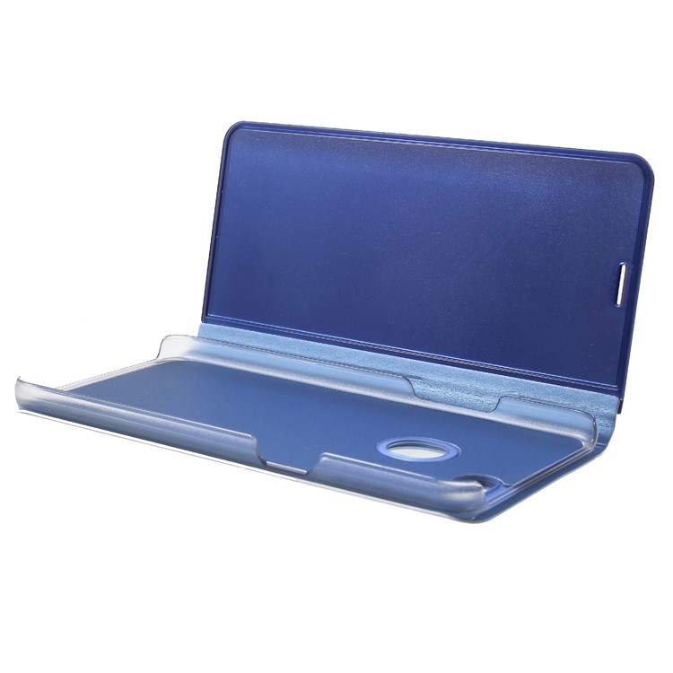 View Window Plated Mirror Surface Leather Folio Shell with Stand for OPPO F7 - Blue-6
