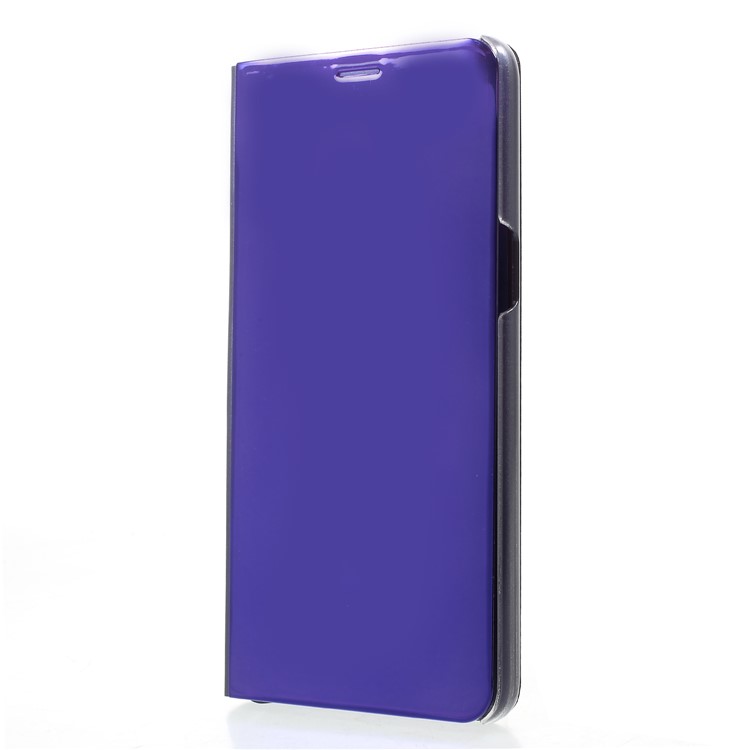 View Window Plated Mirror Surface Leather Protection Flip Case with Stand for OPPO F7 - Dark Purple-3