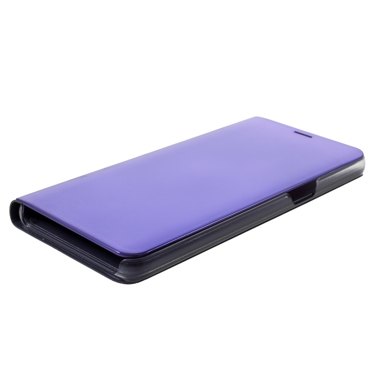 View Window Plated Mirror Surface Leather Protection Flip Case with Stand for OPPO F7 - Dark Purple-4