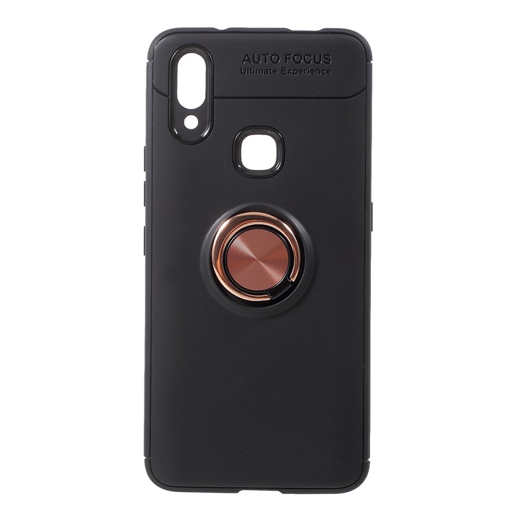 Finger Ring Kickstand TPU Mobile Casing (Built-in Magnetic Metal Sheet) for vivo NEX A - Black / Rose Gold-1
