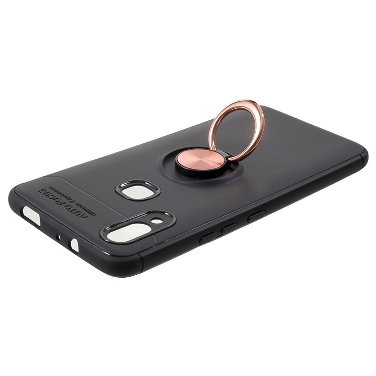 Finger Ring Kickstand TPU Mobile Casing (Built-in Magnetic Metal Sheet) for vivo NEX A - Black / Rose Gold-3