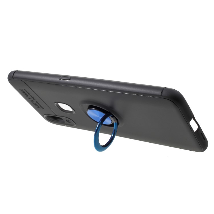 Finger Ring Kickstand TPU Mobile Phone Case (Built-in Magnetic Metal Sheet) for vivo NEX A - Black / Blue-2