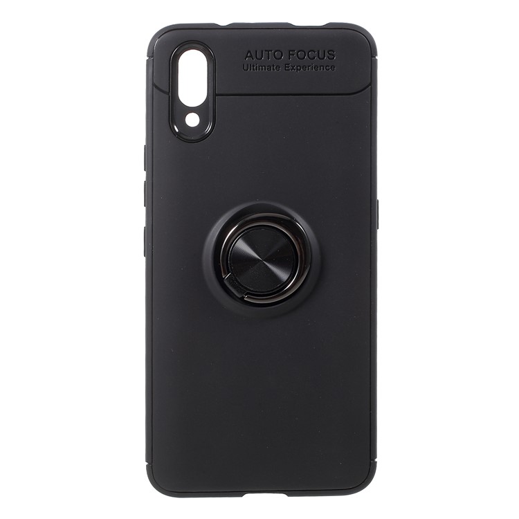Finger Ring Kickstand TPU Mobile Back Shell for vivo NEX S (Built-in Magnetic Metal Sheet) - All Black-1