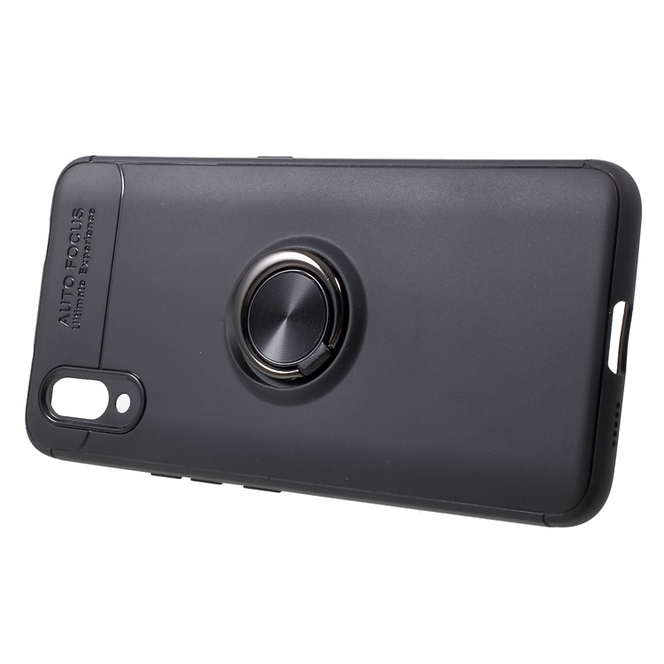 Finger Ring Kickstand TPU Mobile Back Shell for vivo NEX S (Built-in Magnetic Metal Sheet) - All Black-2