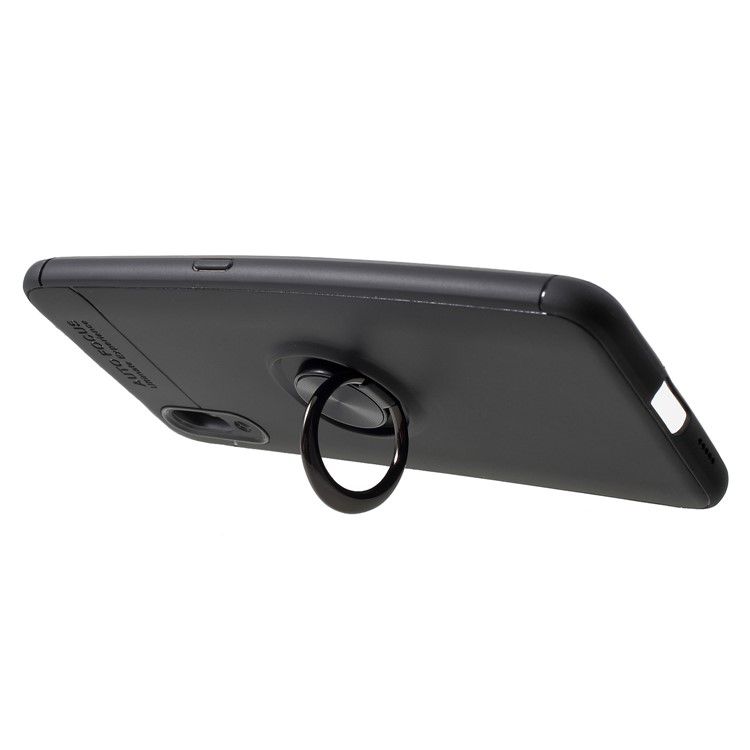 Finger Ring Kickstand TPU Mobile Back Shell for vivo NEX S (Built-in Magnetic Metal Sheet) - All Black-3