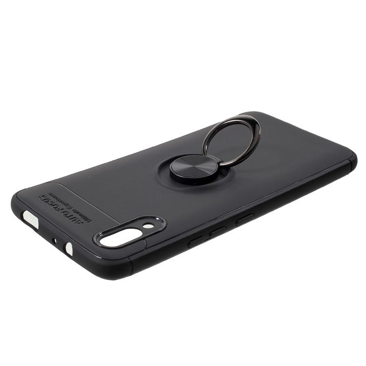Finger Ring Kickstand TPU Mobile Back Shell for vivo NEX S (Built-in Magnetic Metal Sheet) - All Black-4