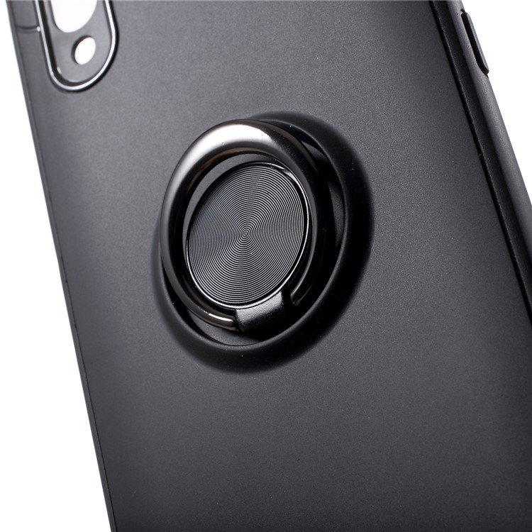 Finger Ring Kickstand TPU Mobile Back Shell for vivo NEX S (Built-in Magnetic Metal Sheet) - All Black-5