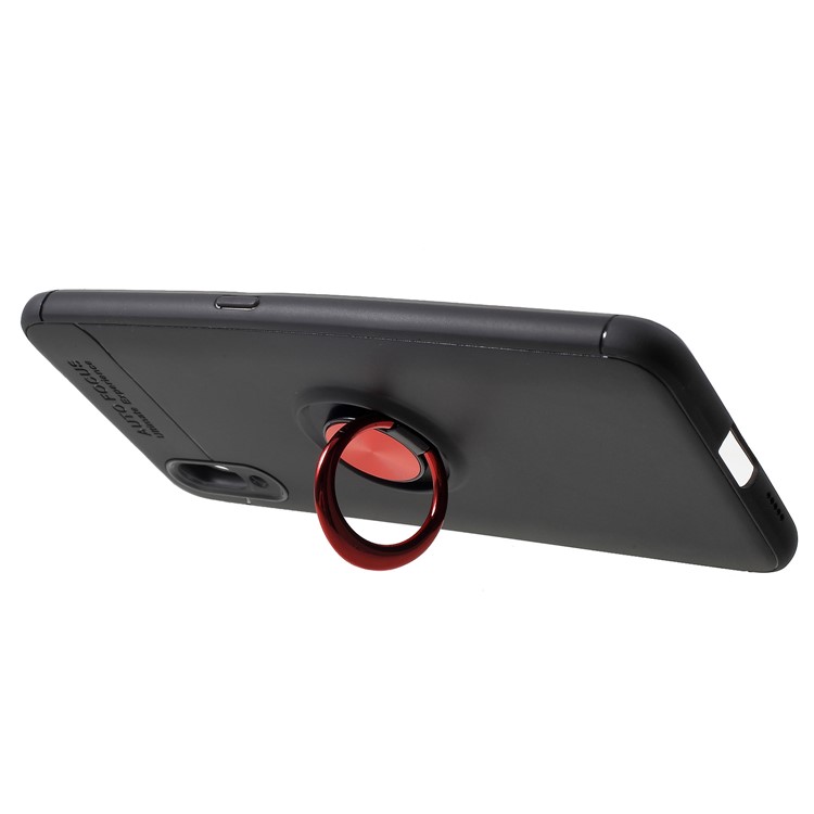 Finger Ring Kickstand TPU Phone Protection Casing for vivo NEX S (Built-in Magnetic Metal Sheet) - Black / Red-2