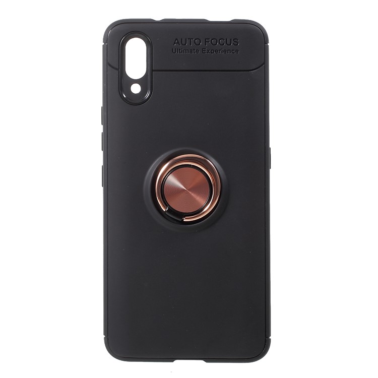 Finger Ring Kickstand TPU Cover Shell for vivo NEX S (Built-in Magnetic Metal Sheet) - Black / Rose Gold-1