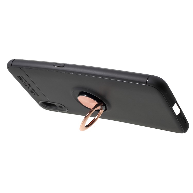 Finger Ring Kickstand TPU Cover Shell for vivo NEX S (Built-in Magnetic Metal Sheet) - Black / Rose Gold-2