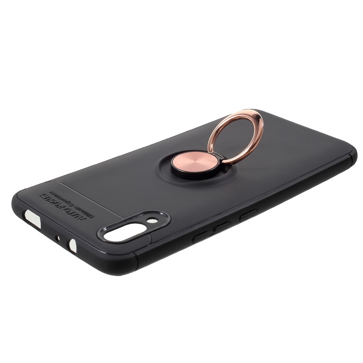Finger Ring Kickstand TPU Cover Shell for vivo NEX S (Built-in Magnetic Metal Sheet) - Black / Rose Gold-3