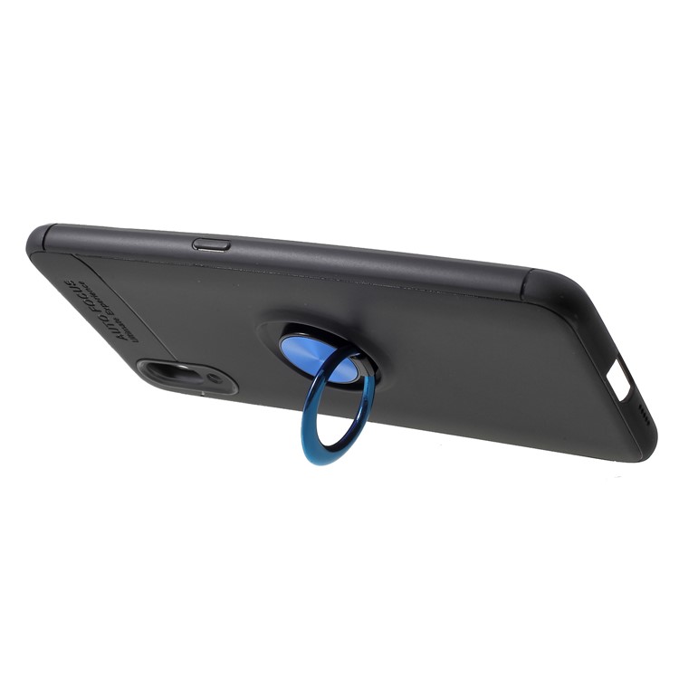 Finger Ring Kickstand TPU Cell Phone Case for vivo NEX S (Built-in Magnetic Metal Sheet) - Black / Blue-2