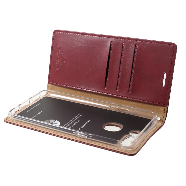 MERCURY GOOSPERY Blue Moon Stand Leather Wallet Cover for Oppo R15 Pro - Wine Red-5