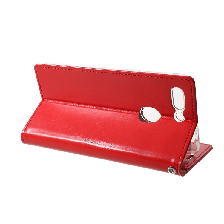 MERCURY GOOSPERY Blue Moon Stand Leather Wallet Shell for Oppo R15 Dream Mirror Edition - Red-4