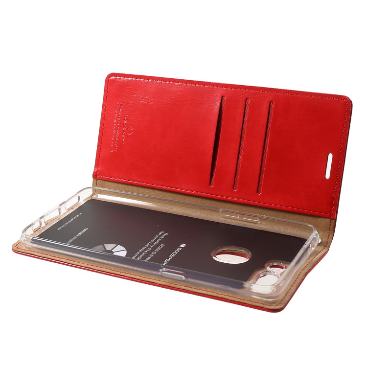 MERCURY GOOSPERY Blue Moon Stand Leather Wallet Shell for Oppo R15 Dream Mirror Edition - Red-5