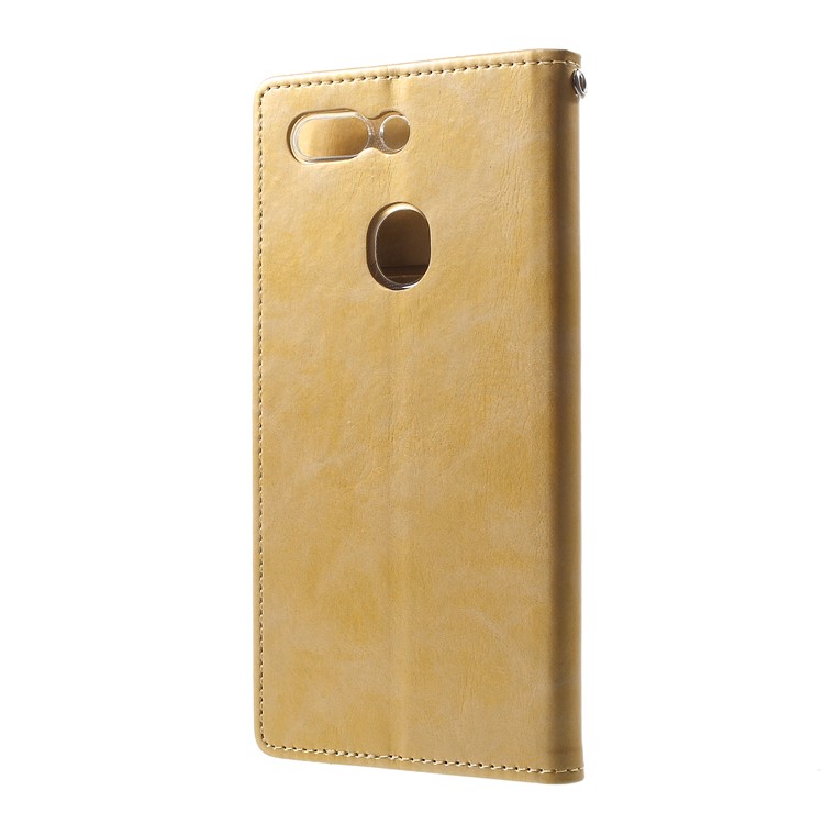 MERCURY GOOSPERY Blue Moon Stand Leather Wallet Casing for Oppo R15 Dream Mirror Edition - Gold-3