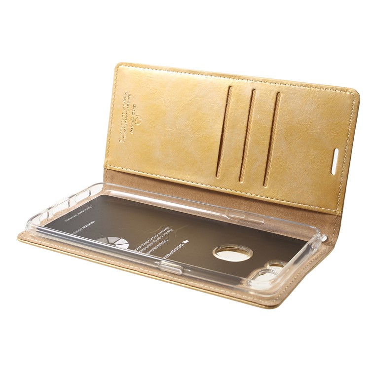 MERCURY GOOSPERY Blue Moon Stand Leather Wallet Casing for Oppo R15 Dream Mirror Edition - Gold-5